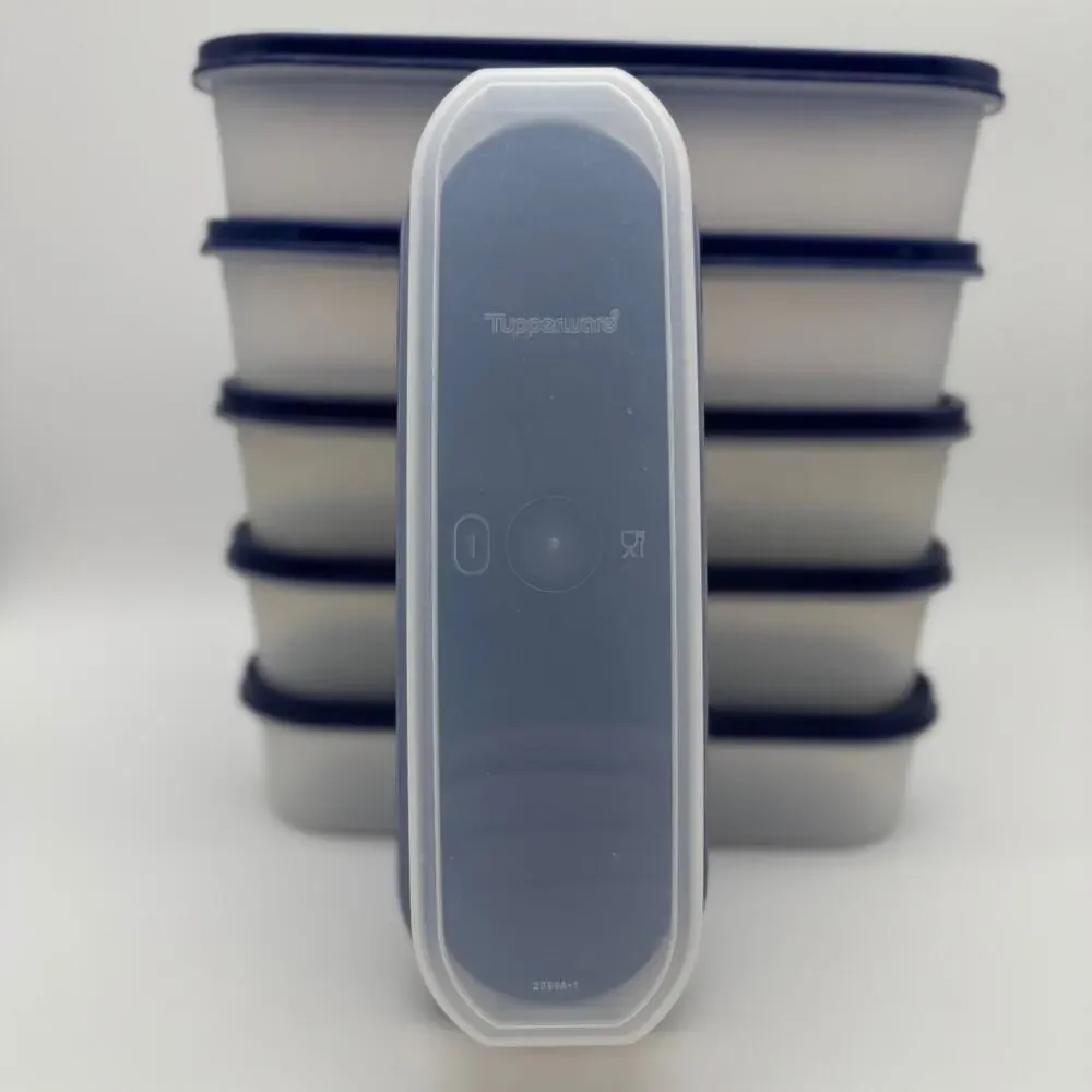 6 Tupperware Modular Mate Oval Container Blue Lid 2399A-3